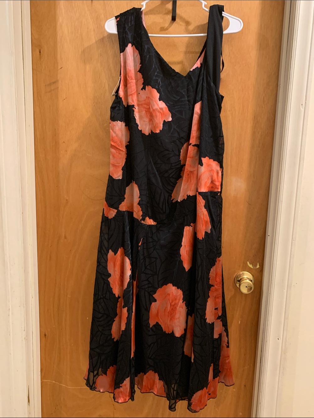 Dress Barn Black Dress with Coral Floral Print